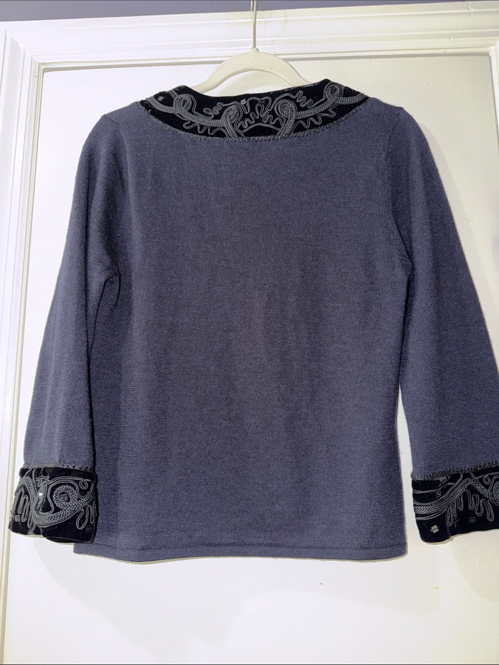 Nanette Lepore Black Trim Embroidered Cardigan - Picture 5 of 6